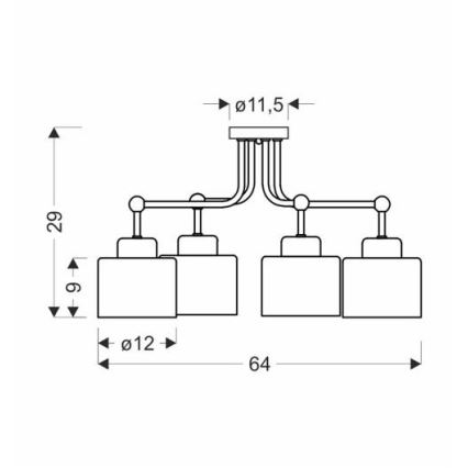 Candelabro integrado OLENA 4xE27/60W/230V preto