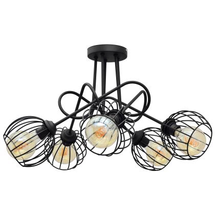 Candelabro integrado OXFORD 5xE27/15W/230V preto antigo