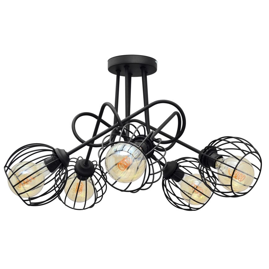 Candelabro integrado OXFORD 5xE27/15W/230V preto antigo