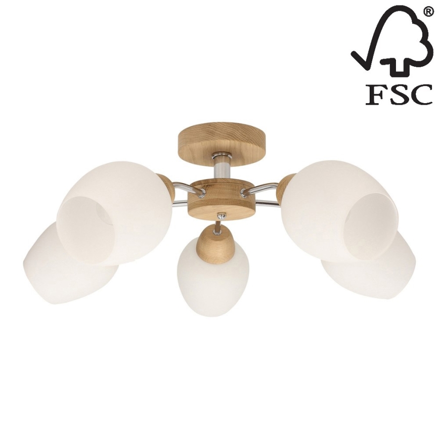Candelabro integrado PARMA 5xE27/40W/230V carvalho - certificado por FSC