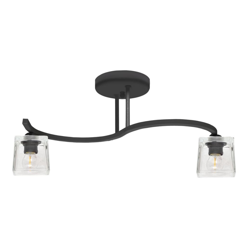 Candelabro integrado SANTOS 2xE27/15W/230V preto antigo/transparente