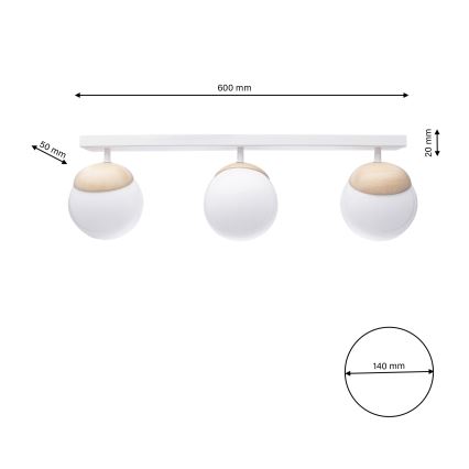 Candelabro integrado SFERA WOOD 3xE14/40W/230V