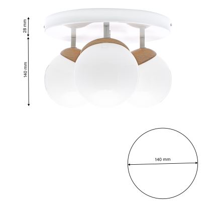Candelabro integrado SFERA WOOD 3xE14/40W/230V