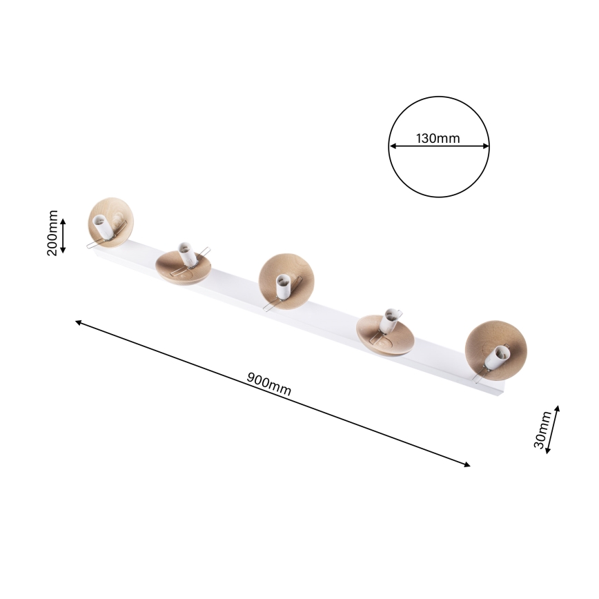 Candelabro integrado SFERA WOOD 5xE14/40W/230V