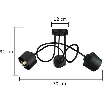 Candelabro integrado SIMPLY BLACK 3xE27/60W/230V