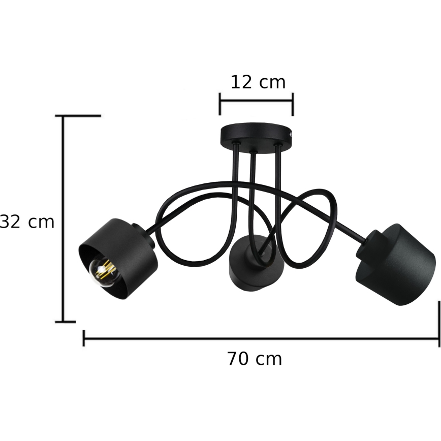 Candelabro integrado SIMPLY BLACK 3xE27/60W/230V