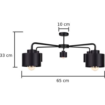 Candelabro integrado SIMPLY BLACK 5xE27/60W/230V