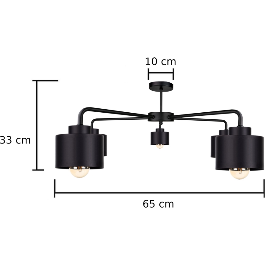 Candelabro integrado SIMPLY BLACK 5xE27/60W/230V