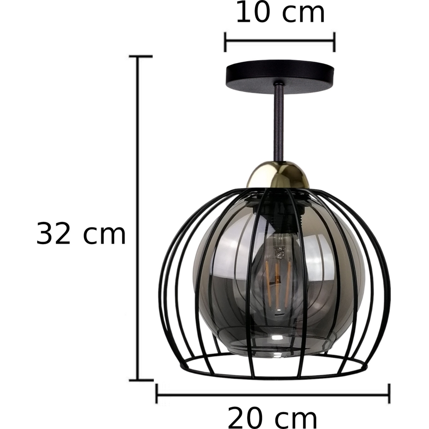 Candelabro integrado SOLO BLACK 1xE27/60W/230V preto/dourado