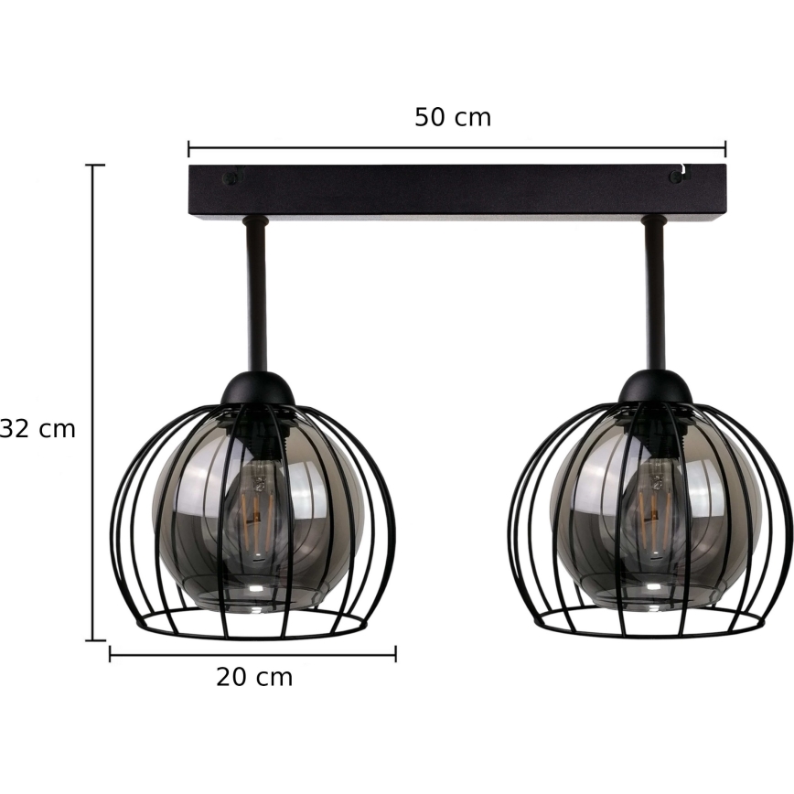 Candelabro integrado SOLO BLACK 2xE27/60W/230V