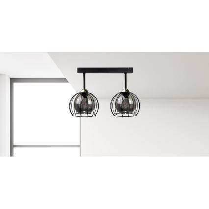 Candelabro integrado SOLO BLACK 2xE27/60W/230V preto/dourado