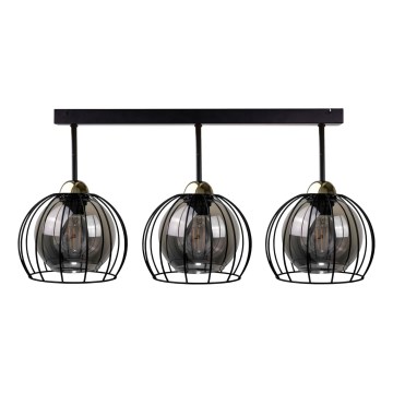 Candelabro integrado SOLO BLACK 3xE27/60W/230V preto/dourado