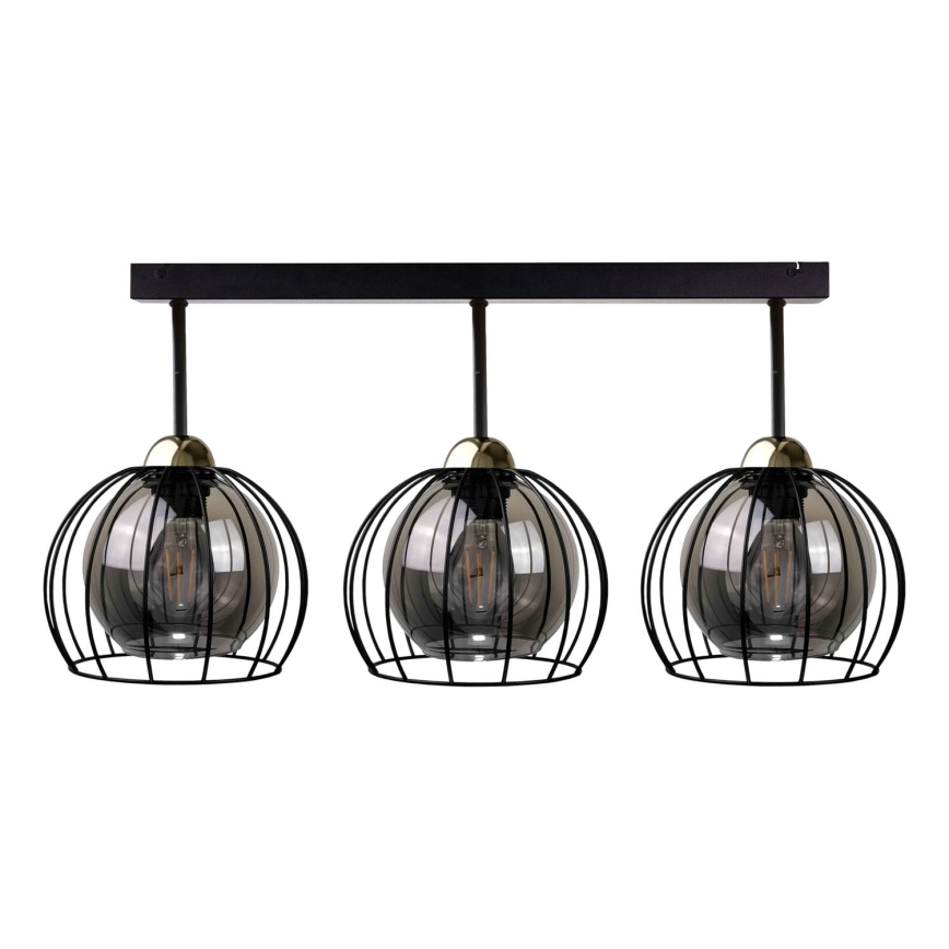 Candelabro integrado SOLO BLACK 3xE27/60W/230V preto/dourado