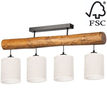 Candelabro integrado TRENO 4xE27/25W/230V pinho – FSC certificado