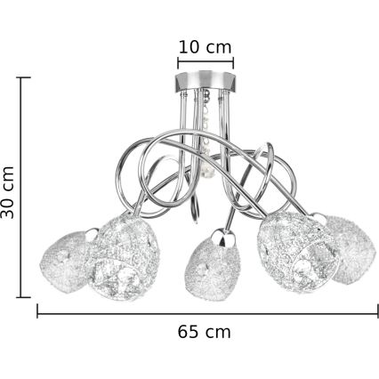 Candelabro integrado TWIST CRYSTAL 5xE14/40W/230V