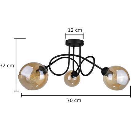 Candelabro integrado VENUS BLACK 3xE27/60W/230V