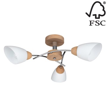 Candelabro integrado VILETTA 3xE27/60W/230V - carvalho - certificado por FSC