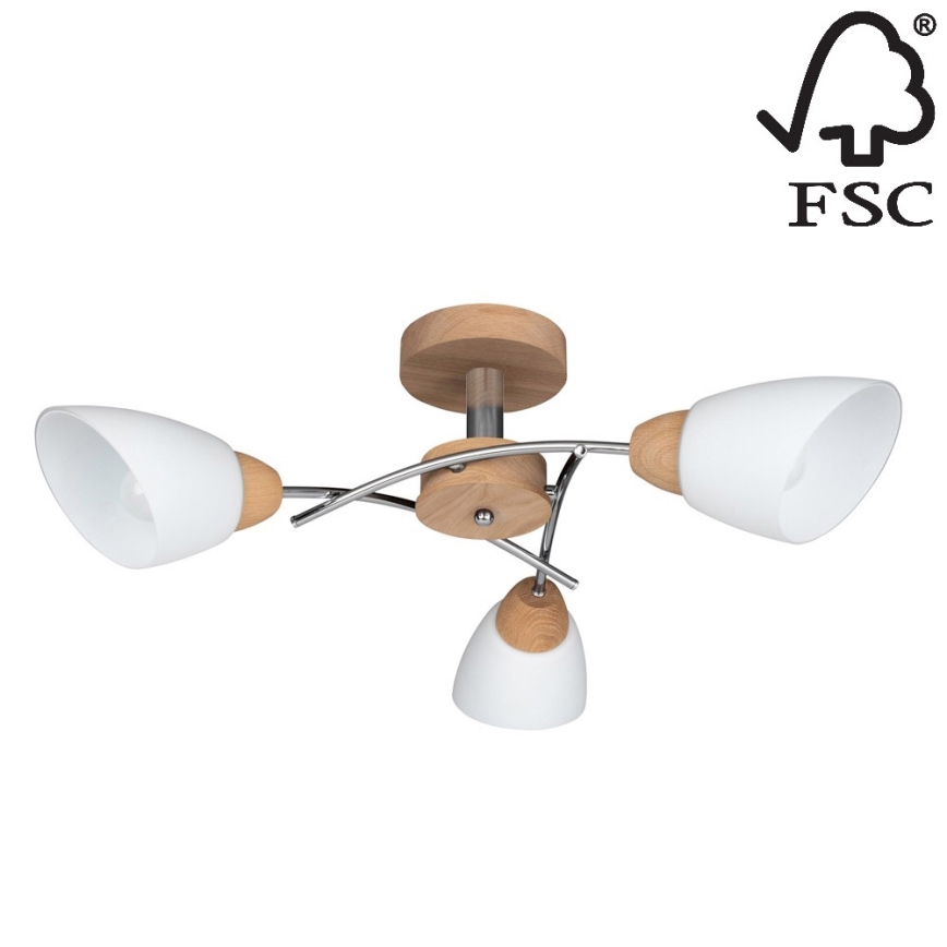 Candelabro integrado VILETTA 3xE27/60W/230V - carvalho - certificado por FSC