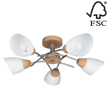 Candelabro integrado VILETTA 5xE27/40W/230V carvalho - certificado por FSC