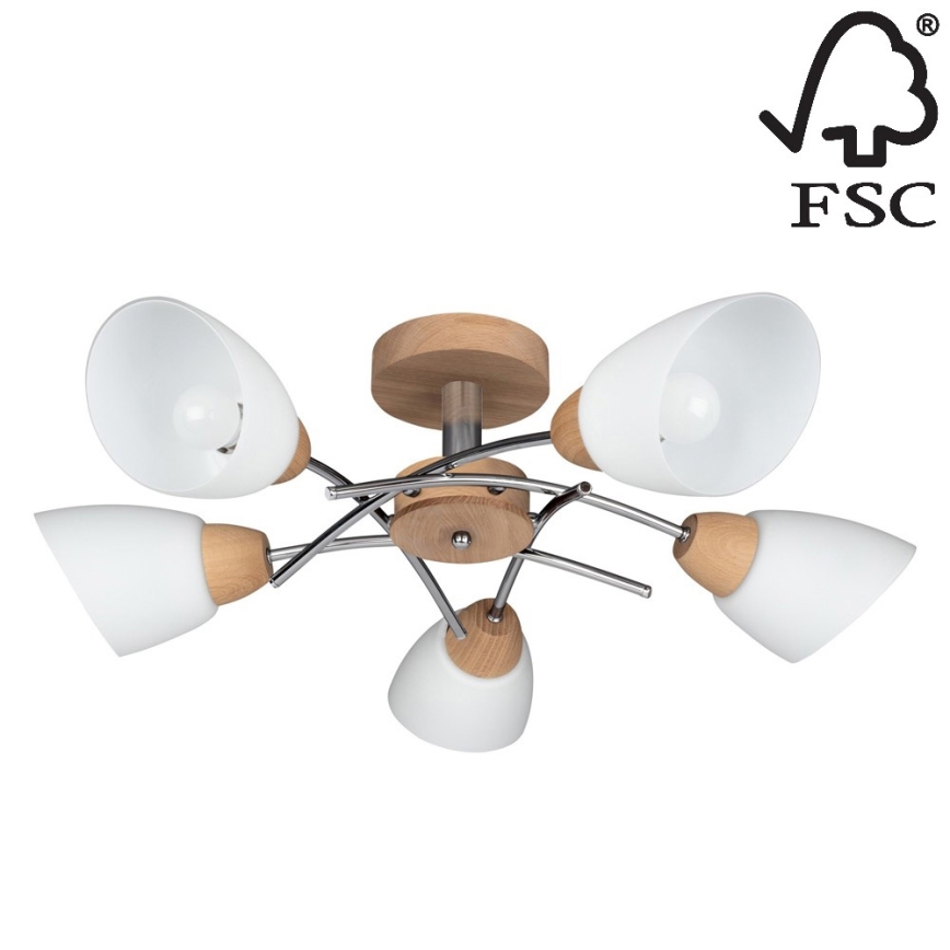 Candelabro integrado VILETTA 5xE27/40W/230V carvalho - certificado por FSC