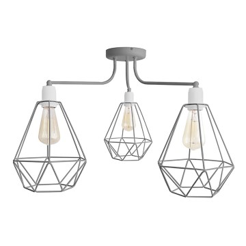 Candelabro KARO 3xE27/15W/230V cinzento