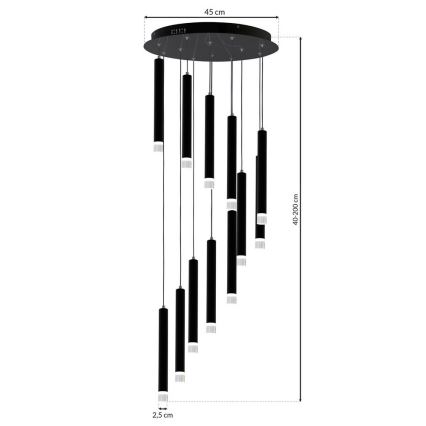 Candelabro LED num fio CARBONO 12xLED/12W/230V