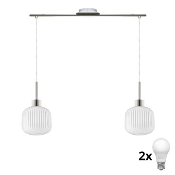 Candelabro LED suspenso HARMA 2xE27/60W/230V crom mate/branco