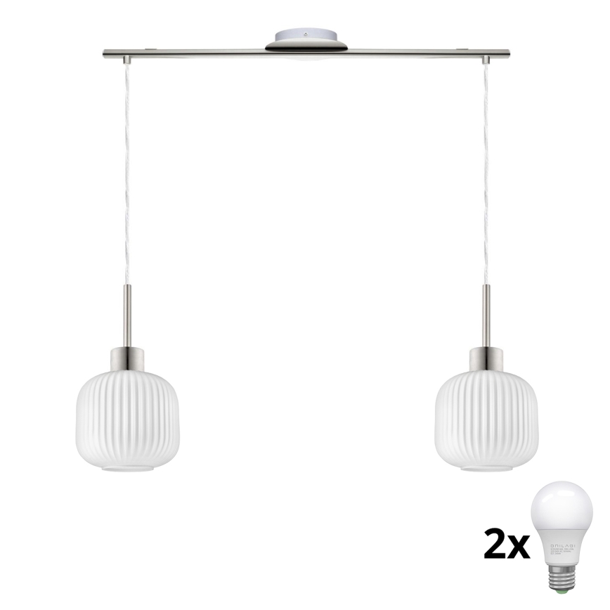 Candelabro LED suspenso HARMA 2xE27/60W/230V crom mate/branco