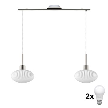 Candelabro LED suspenso HARMA 2xE27/60W/230V crom mate/branco