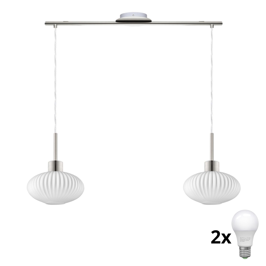 Candelabro LED suspenso HARMA 2xE27/60W/230V crom mate/branco