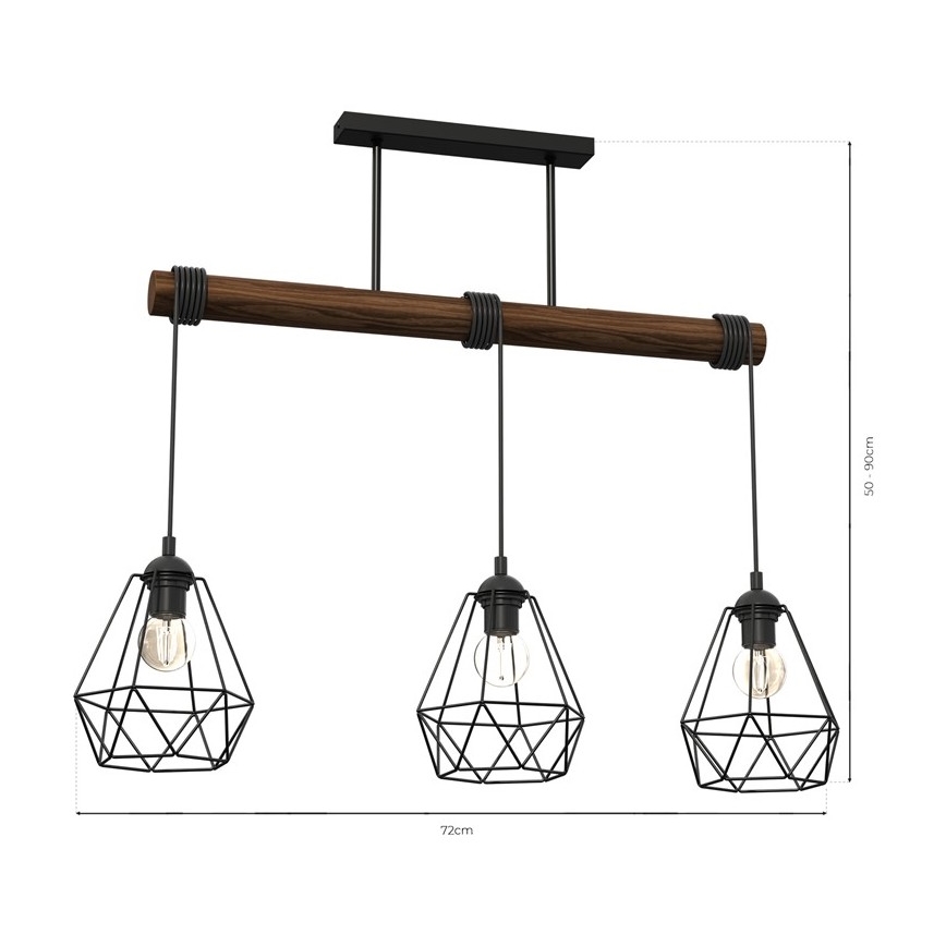 Candelabro montado à superfície ACERO 3xE27/60W/230V