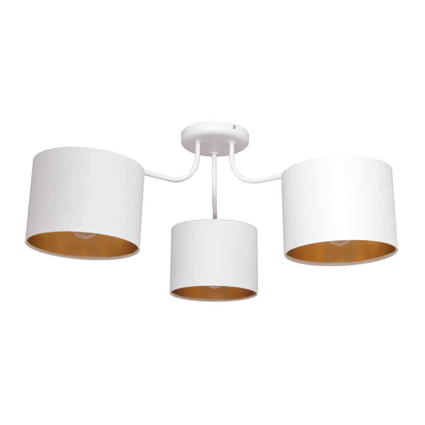Candelabro montado à superfície ALBA 3xE27/15W/230V branco/dourado