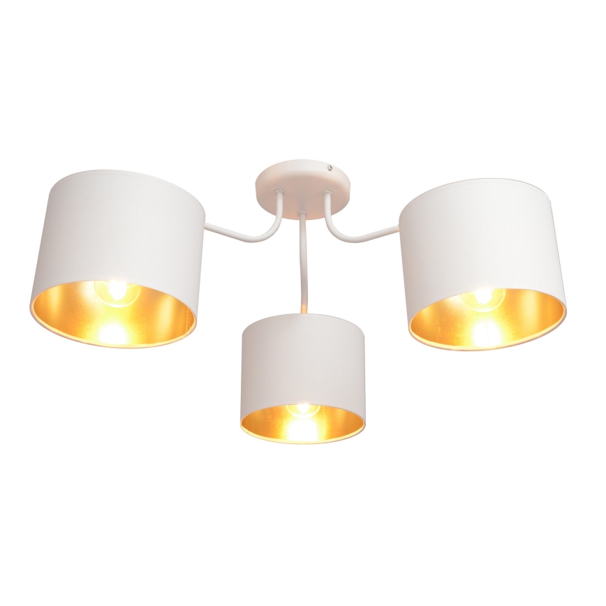 Candelabro montado à superfície ALBA 3xE27/15W/230V branco/dourado