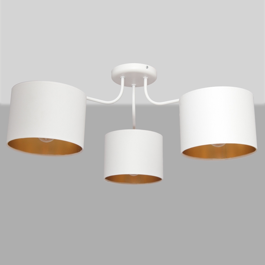 Candelabro montado à superfície ALBA 3xE27/15W/230V branco/dourado