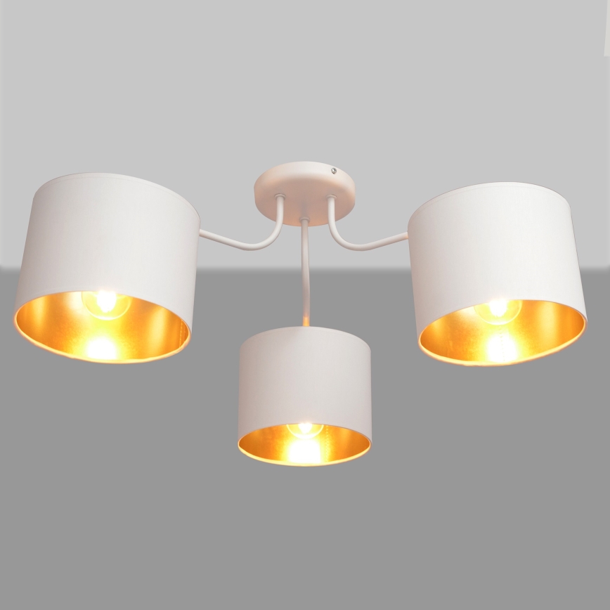 Candelabro montado à superfície ALBA 3xE27/15W/230V branco/dourado