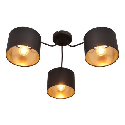 Candelabro montado à superfície ALBA 3xE27/15W/230V preto/dourado