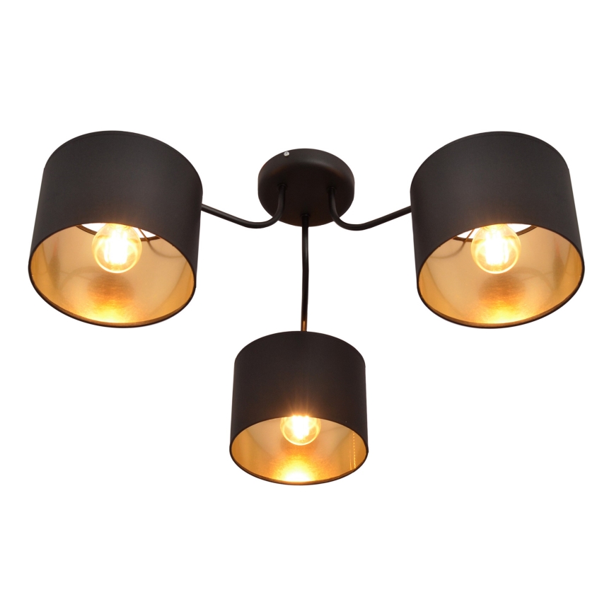 Candelabro montado à superfície ALBA 3xE27/15W/230V preto/dourado