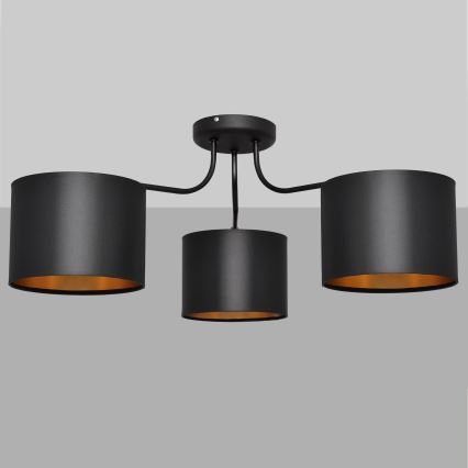 Candelabro montado à superfície ALBA 3xE27/15W/230V preto/dourado