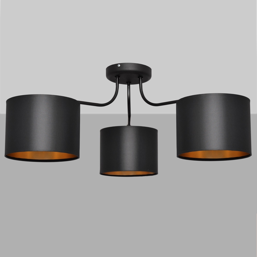 Candelabro montado à superfície ALBA 3xE27/15W/230V preto/dourado
