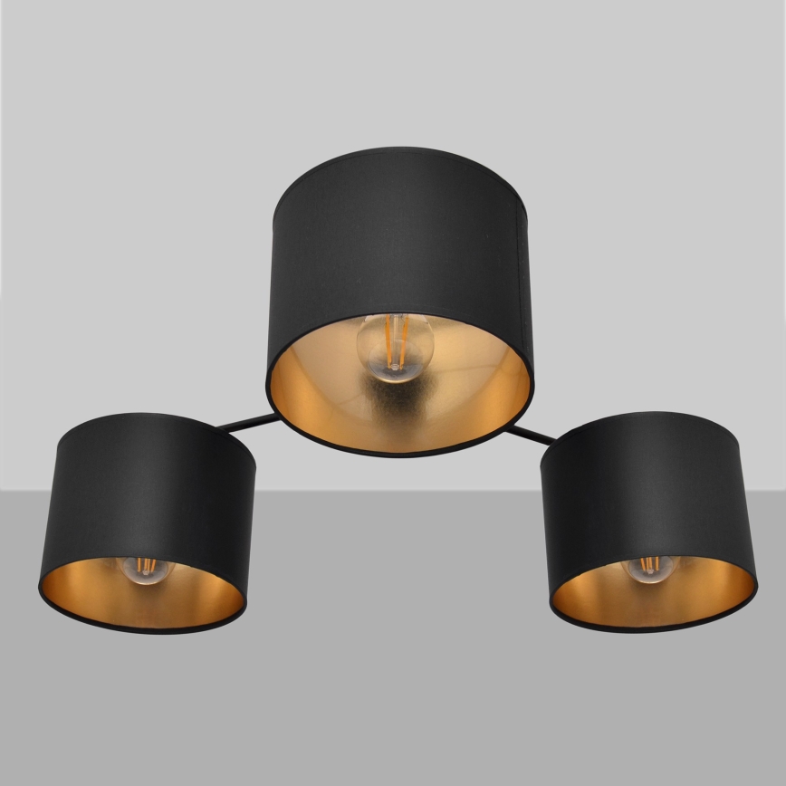 Candelabro montado à superfície ALBA 3xE27/15W/230V preto/dourado
