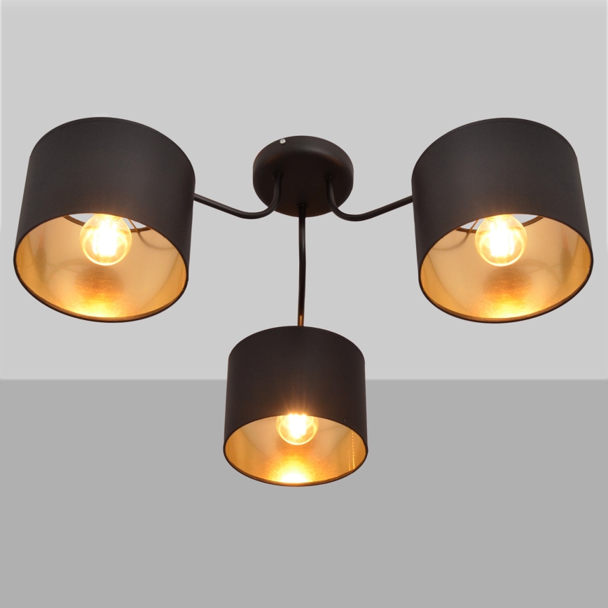 Candelabro montado à superfície ALBA 3xE27/15W/230V preto/dourado
