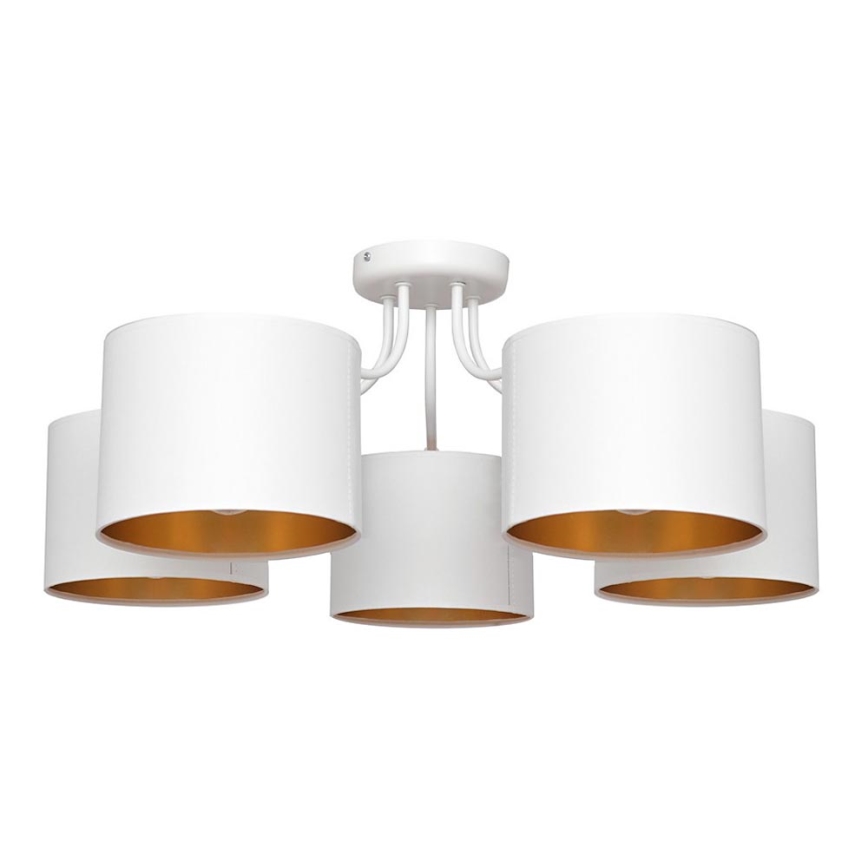 Candelabro montado à superfície ALBA 5xE27/15W/230V branco/dourado