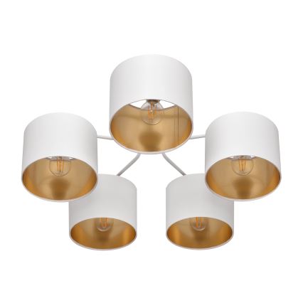 Candelabro montado à superfície ALBA 5xE27/15W/230V branco/dourado