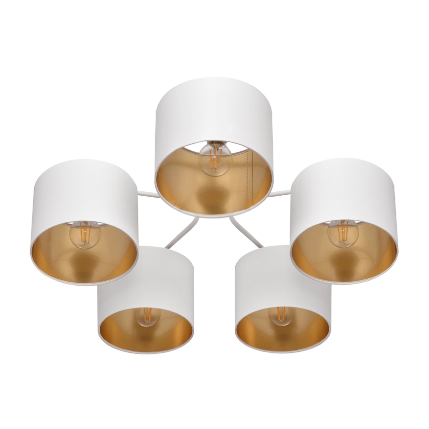 Candelabro montado à superfície ALBA 5xE27/15W/230V branco/dourado