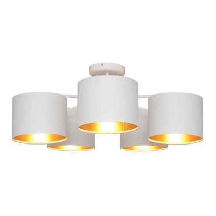Candelabro montado à superfície ALBA 5xE27/15W/230V branco/dourado