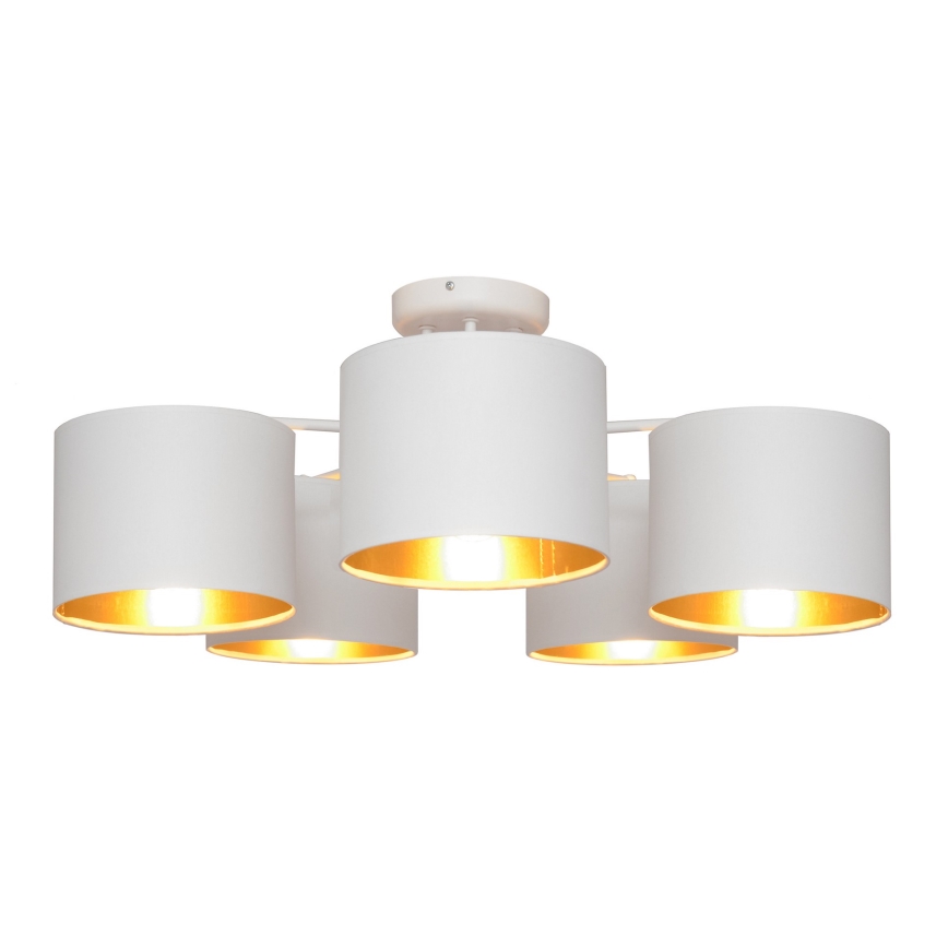 Candelabro montado à superfície ALBA 5xE27/15W/230V branco/dourado