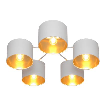 Candelabro montado à superfície ALBA 5xE27/15W/230V branco/dourado
