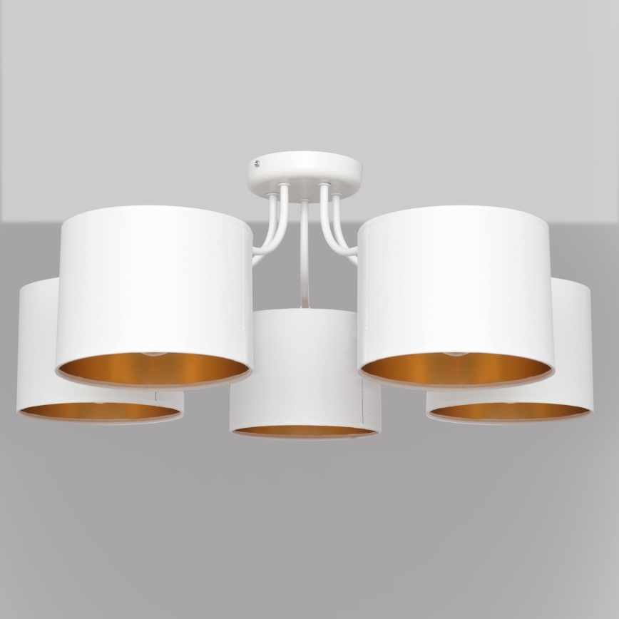 Candelabro montado à superfície ALBA 5xE27/15W/230V branco/dourado