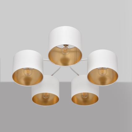 Candelabro montado à superfície ALBA 5xE27/15W/230V branco/dourado