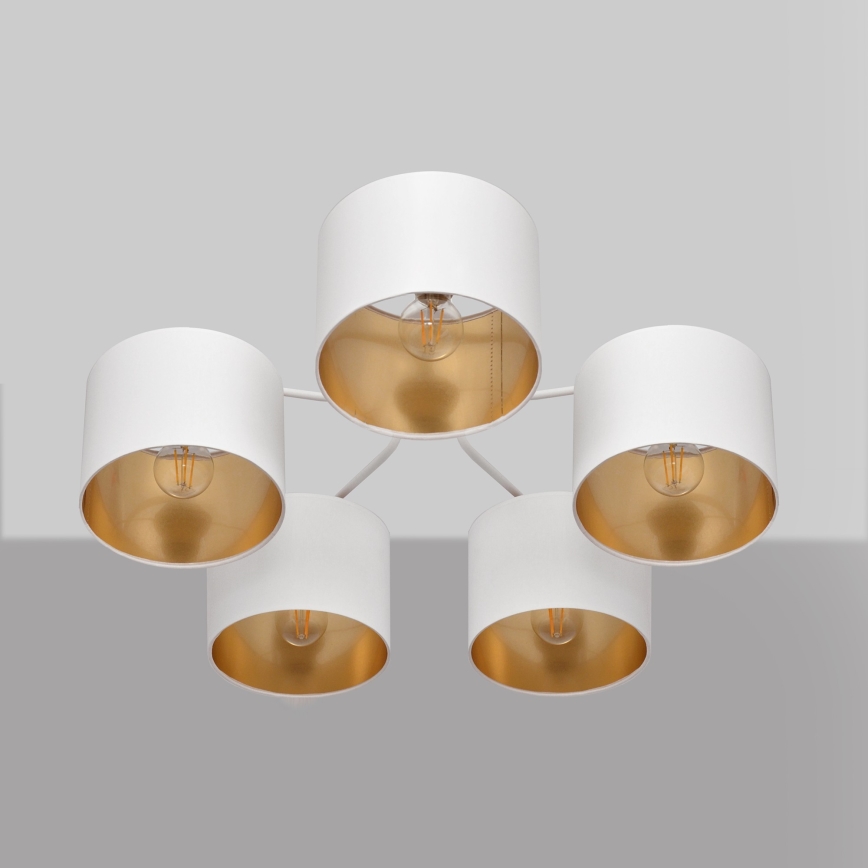Candelabro montado à superfície ALBA 5xE27/15W/230V branco/dourado